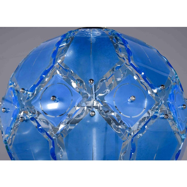 Royal Blue 1960s Mid-Century Modern Italian Murano Glass Pendant Light by Zero Quattro for Fontana Arte For Sale - Image 8 of 8