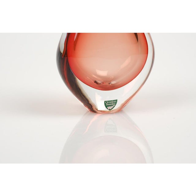 Glass Scandinavian Modern Red Glass Vase by Sven Palmqvist for Orrefors, 1950s For Sale - Image 7 of 10