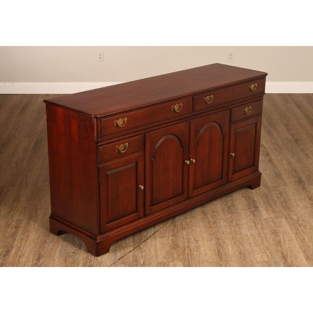 High Quality American Made Cherry Buffet or Server with Dovetailed Drawers Over Cupboard Storage