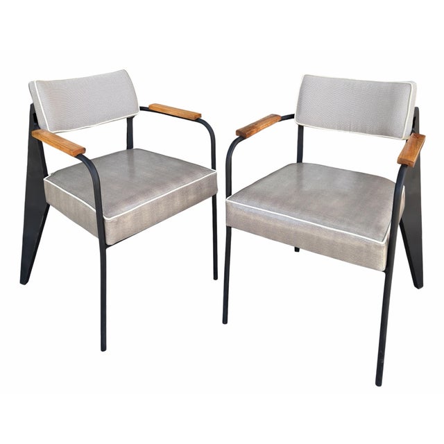 Art Deco Pair - Vintage Art Deco Jean Prouvé Direction Armchairs For Sale - Image 3 of 6