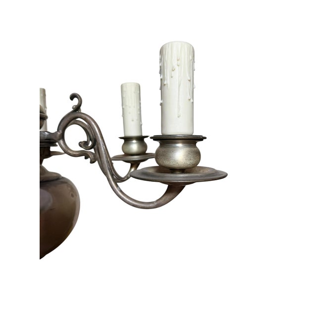 Early 20th Century Vintage Silverplate Georgian Chandelier For Sale - Image 5 of 9