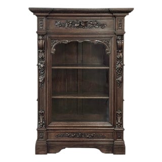 19th Century French Renaissance Revival Oak Vitrine ~ Bookcase For Sale