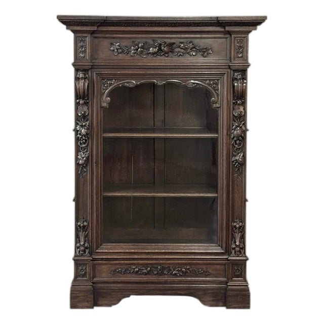 19th Century French Renaissance Revival Oak Vitrine ~ Bookcase For Sale