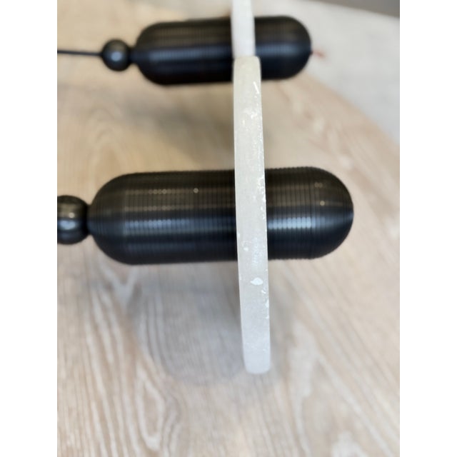 Apparatus Studio Median Mono Alabaster & Blackened Brass Pendants - Set of 3 For Sale - Image 14 of 14