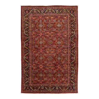 Antique Persian Mahal Oversized Wool Rug Handmade With Floral Pattern For Sale