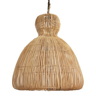 Contemporary Rattan Mushroom Pendant Light Small For Sale