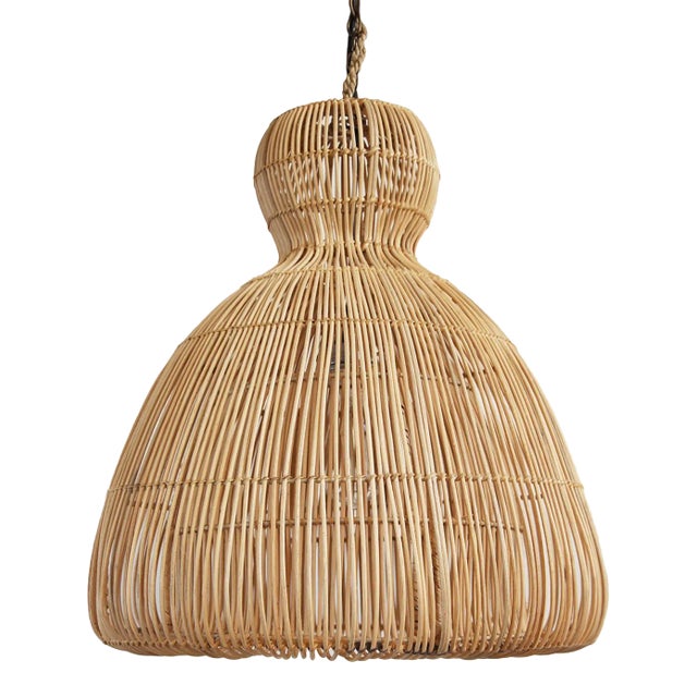 Contemporary Rattan Mushroom Pendant Light Small For Sale