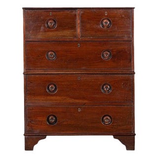 19th Century English Mahogany Campaign Chest Drawers, 1870s For Sale