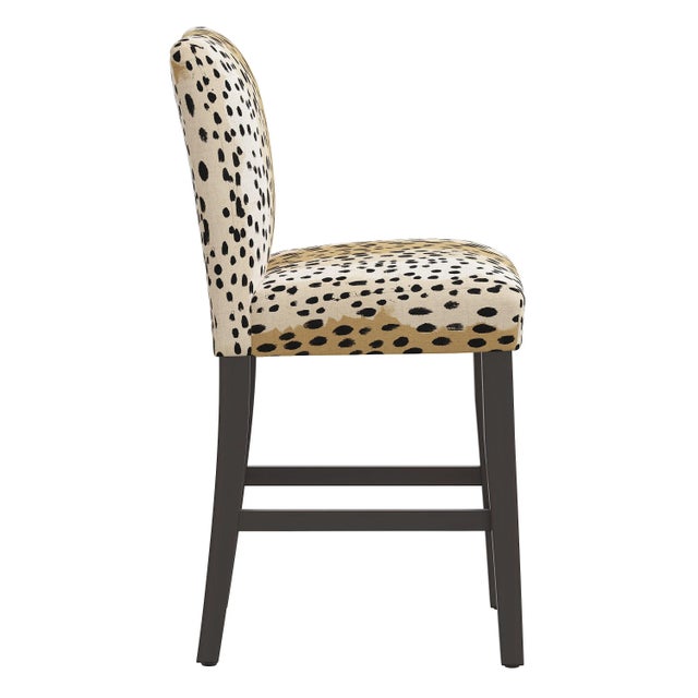 Transitional Chelsea Counter Stool in Caramel Linen Leopard For Sale - Image 3 of 8