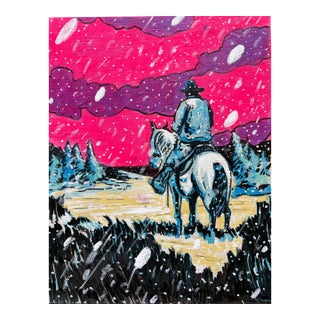 The Snow and the Rider Western Cowboy Painting by Joseph Christy For Sale