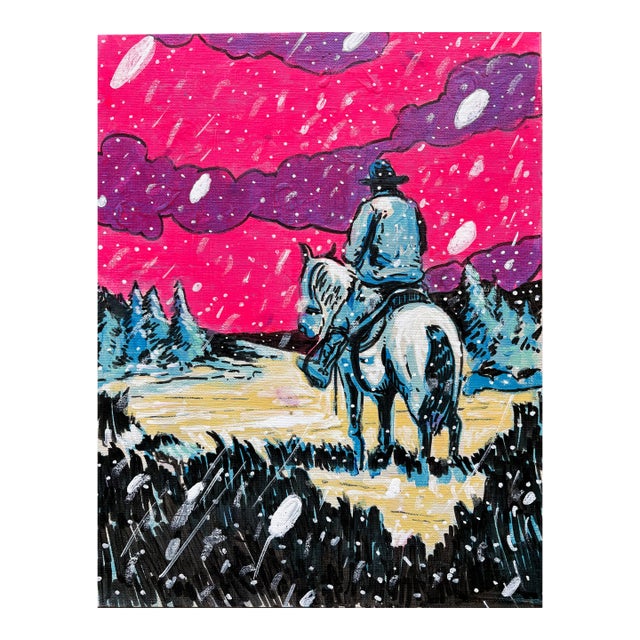 The Snow and the Rider Western Cowboy Painting by Joseph Christy For Sale