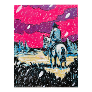 The Snow and the Rider Western Cowboy Painting by Joseph Christy