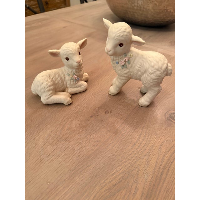 Antique White Two Little Lambs Vintage Figures For Sale - Image 8 of 12