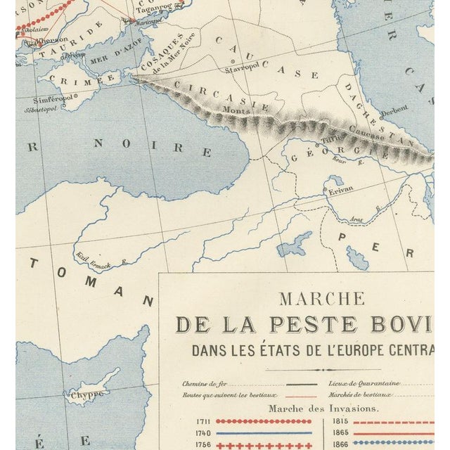 Antique Map of the Cattle Plague in Europe by Reynal, 1873 For Sale - Image 4 of 12