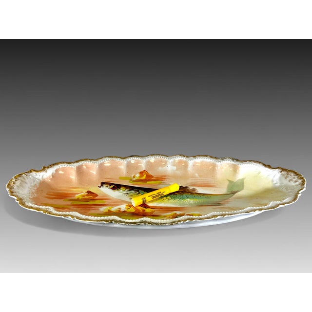 Limoges Coronet Hand Painted Fish Platter, Signed Gyp., Circa 1900 For Sale - Image 9 of 9