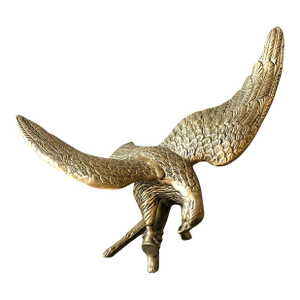 Vintage Solid Brass Eagle | Mid-Century Brass Bird Figurine | 12" Wingspan | Hollywood Regency Decor | Traditional Office Shelf Accent