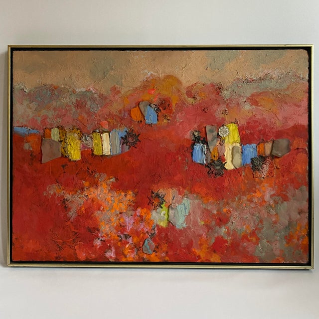 Abstract Abstract Mixed Media Framed Red Painting by Charles F Hofman For Sale - Image 3 of 9