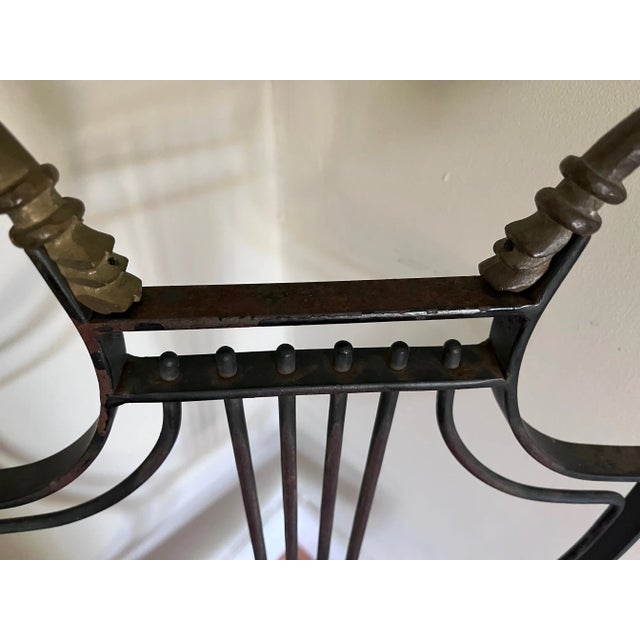 Maison Jansen Style Brass Swan and Black Lyre Back Folding Chair With Paw Feet For Sale - Image 10 of 10