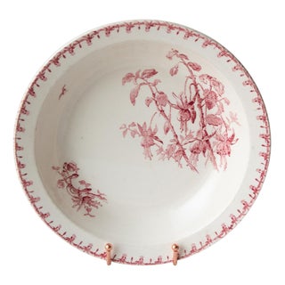 French Fuchsia Serving Dish Terre De Fer from Gien, 1890s For Sale