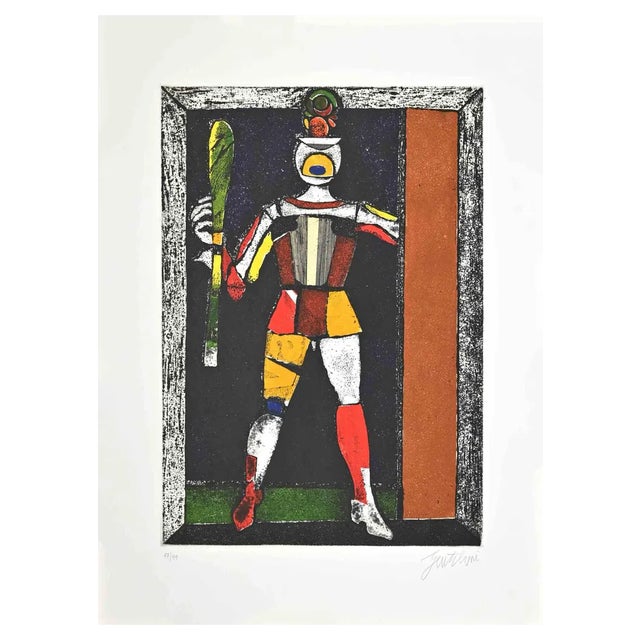 Franco Gentilini, Knave of Sticks, Etching, 1970s For Sale