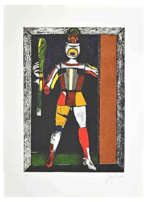 Franco Gentilini, Knave of Sticks, Etching, 1970s