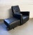 Black Vintage Mid Century Italian Leather Black Lounge Chair With Ottoman For Sale - Image 8 of 10
