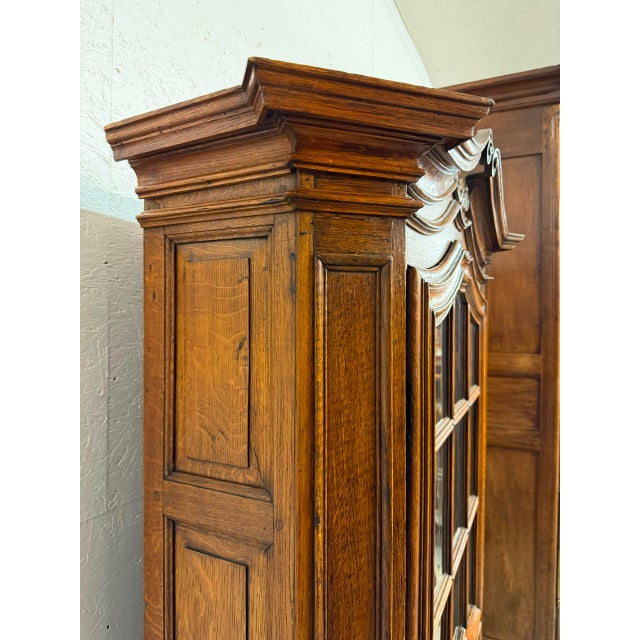 Burnt Umber Late 19th Century Louis XV Style French Oak Bookcase With Glazed Glass Door, Circa 1860 For Sale - Image 8 of 18
