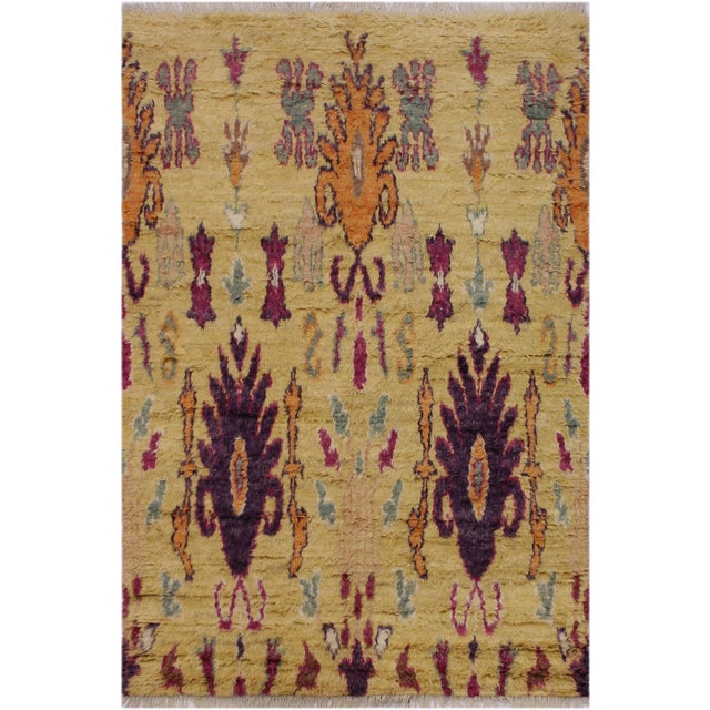 Light Yellow 1990s 1990s Vintage Moroccan Lt. Gold Wool Rug - 5′1″ × 7′6″ For Sale - Image 8 of 9