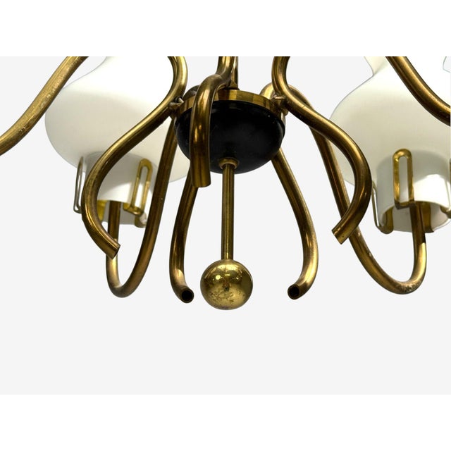Swedish Modern, Pendant Light, Brass, Opal Glass, Sweden, 1950s For Sale In New York - Image 6 of 9