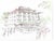 Watercolor and ink on paper by English artist Ivy Attwell (1895-1985) of the original C.K. Tangs department store in...