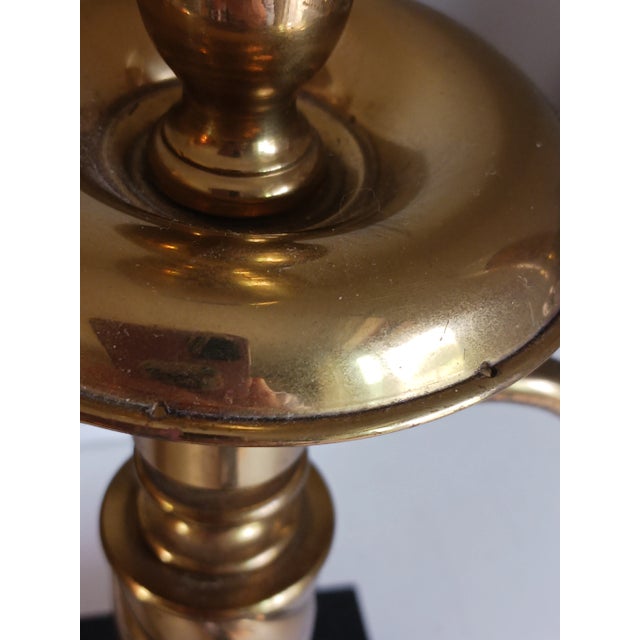 1960s French Empire Revival Mid Century Brass 2 Arm Table Lamp Marble Base For Sale - Image 9 of 12