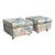 Vintage Postmodern Upholstered Cube Ottomans on Brass Casters, a Pair For Sale