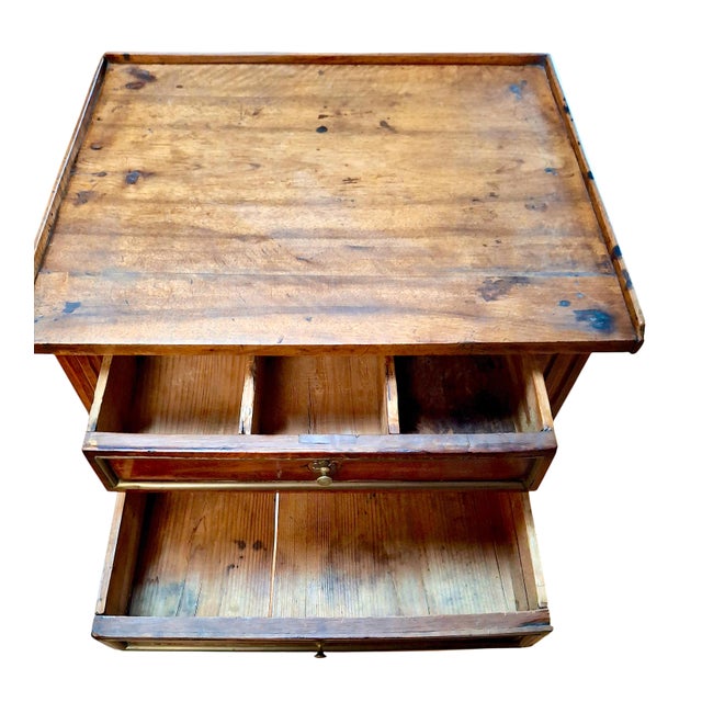 Wood An Antique Louis XVI-style, Two-Drawer Bedside Table For Sale - Image 7 of 7