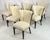 Set of 6 Mid-Century Tuxedo Dining Chairs, Ebonized Wood, Brass Nailheads For Sale - Image 10 of 18