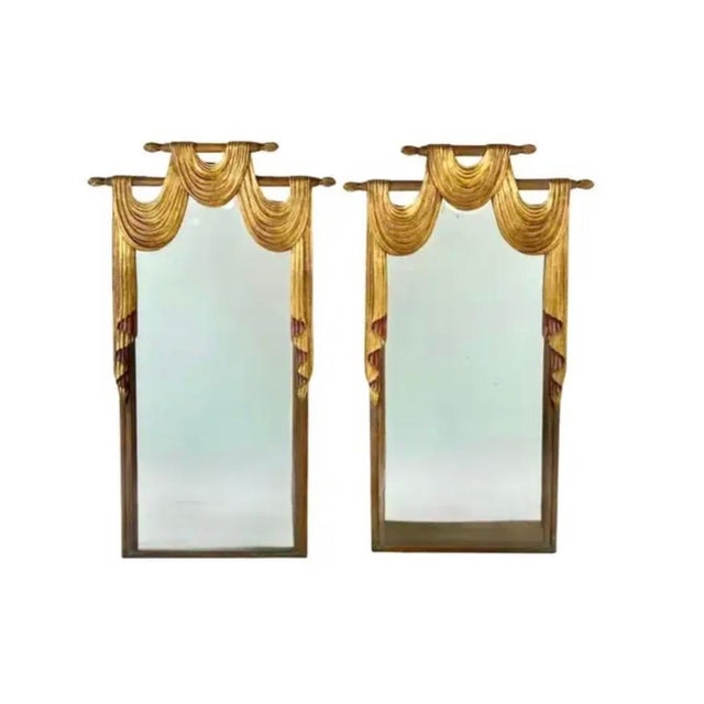 English Regency Style Carved Gilt Swag Mirrors, a Pair For Sale - Image 10 of 10