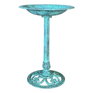 Vintage Cast Iron Garden Tazza or Pedestal Centerpiece With Verdigris Finish For Sale