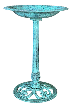 Vintage Cast Iron Garden Tazza or Pedestal Centerpiece With Verdigris Finish