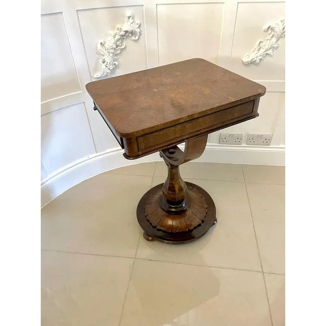 Antique Victorian Burr Walnut Freestanding Sewing Table For Sale - Image 14 of 18