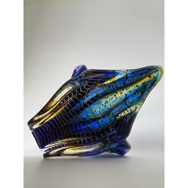 Sculptural Cobalt Blue Art Glass Centerpiece Bowl from Egermann, 1980s For Sale - Image 14 of 18