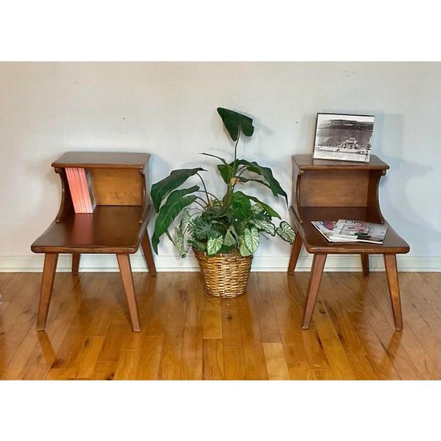 １*s様 ★US Vintage 50s Step Table Vintage 1950s Soild Maple Wood Step-Back Side Tables, a Pair