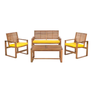 Outdoor Living Set in Brown & Yellow - 4 Pieces