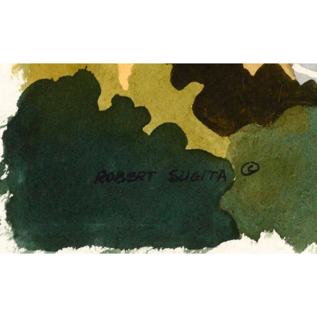 1980s San Jose Hills Watercolor on Paper by Robert Sugita For Sale - Image 5 of 6