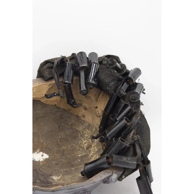 Beige Bomber Bax, Decorated Angola Chokwe Mask, 2022, Paint on Vintage Mask For Sale - Image 8 of 12