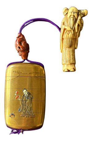 Fine Japanese Inro with Maki-e and Inlay by Shokasai and Shibayama