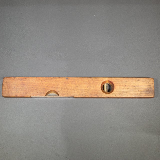 Industrial Vintage Goodell-Pratt Brass and Wood Level C.1940 For Sale - Image 3 of 4