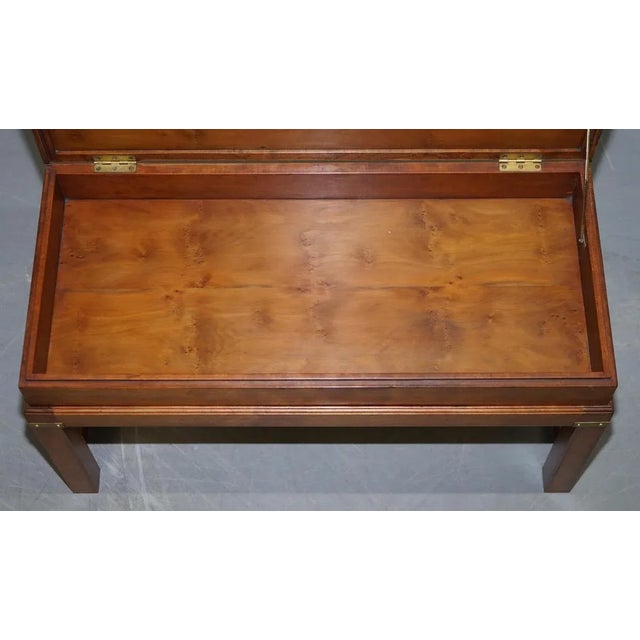 Burr Yew Wood Military Campaign Gun Case Side Table on Original Base For Sale - Image 17 of 18