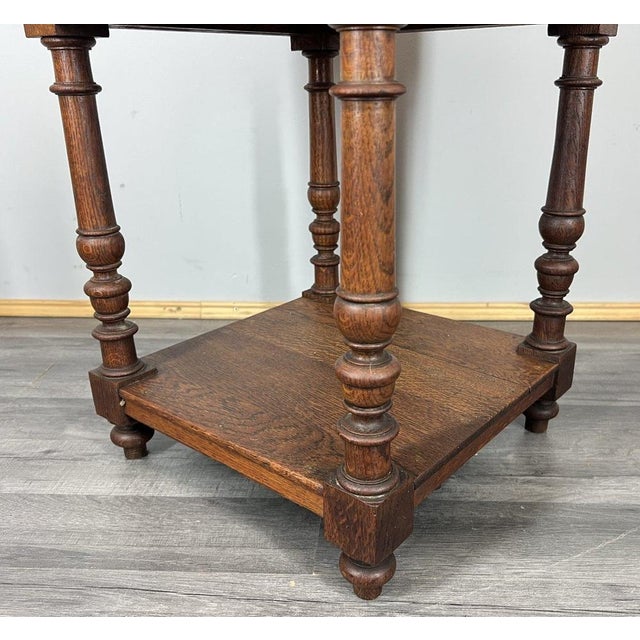 Gold Antique French Marble Top Oak Nightstand For Sale - Image 8 of 12