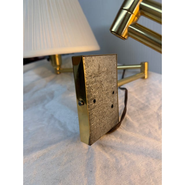 Brass Reticulating Arm Wall Sconces, Pair For Sale In San Francisco - Image 6 of 8