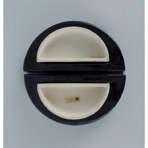 Late 1900s European Studio Potter Two-Piece Bowl in Black Glaze For Sale - Image 6 of 8