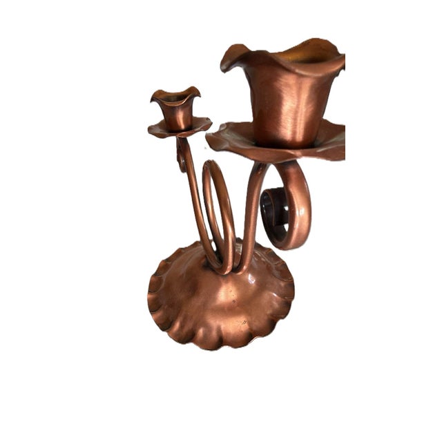 Vintage Gregorian Copper Candle Holder MCM Rustic Lodge Cabin Cottage For Sale - Image 6 of 9